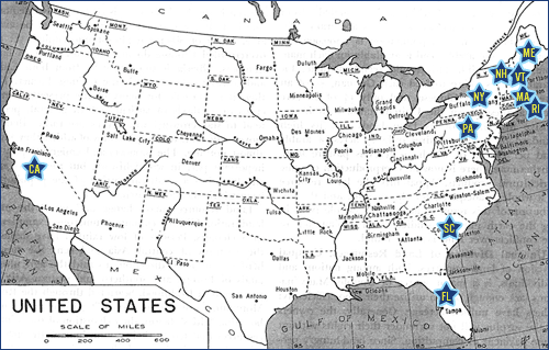 patients treated, United States map with stars