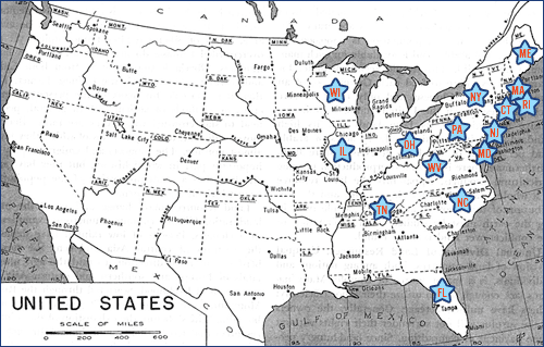 proctored urologists, United States map with stars