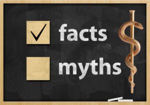 Facts verses myths on chalkboard